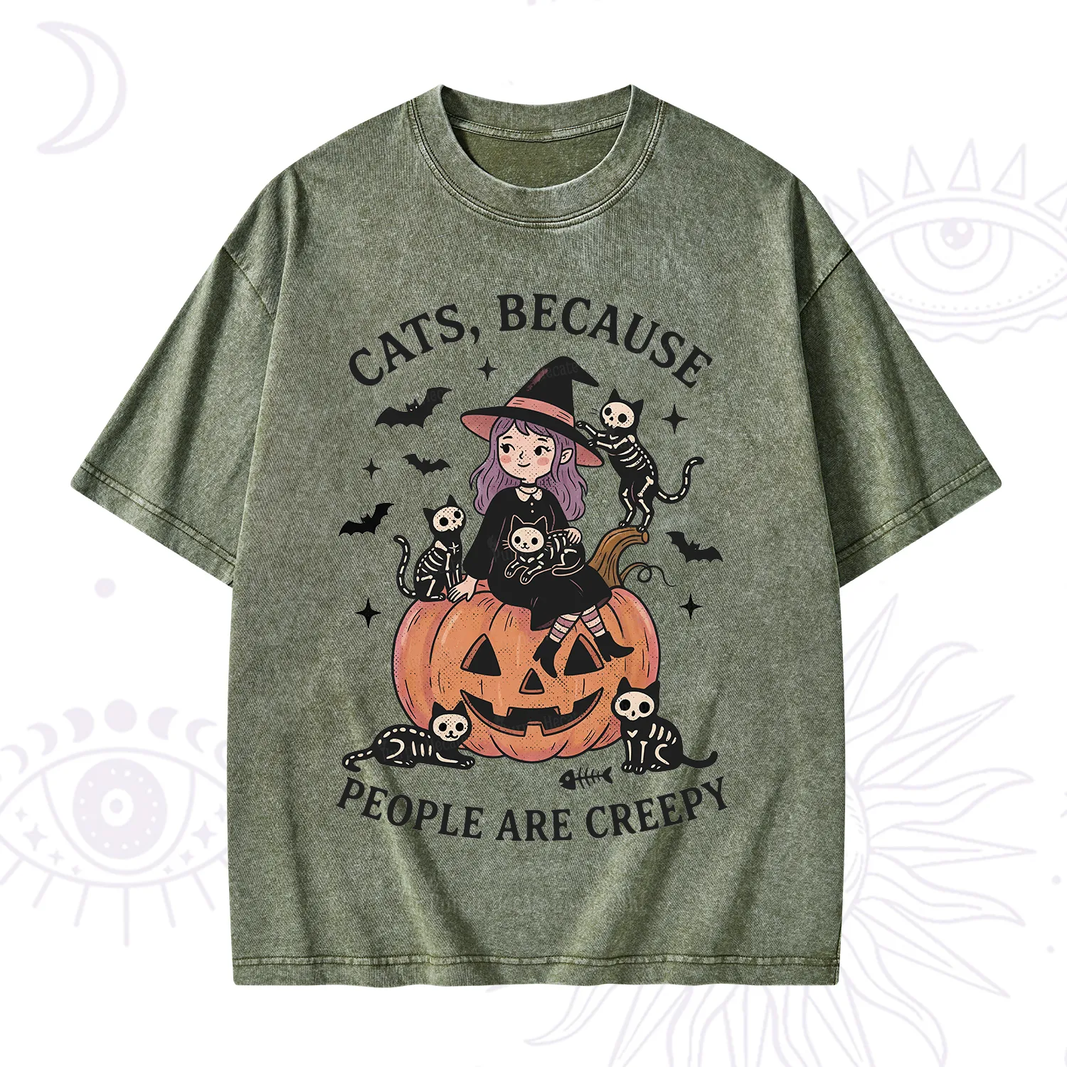 Purplehecate Cats Because People Are Creepy Washed T-Shirt