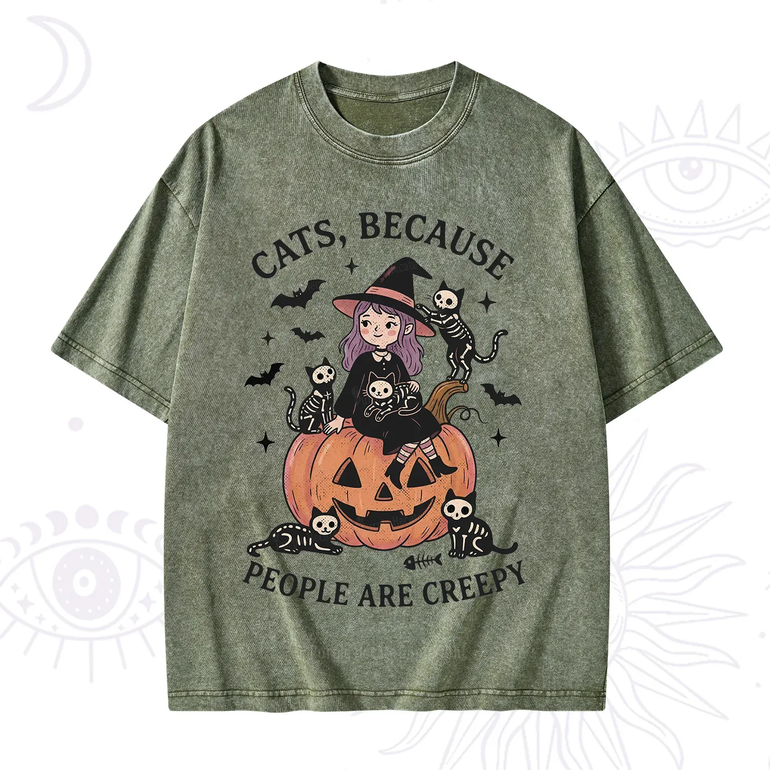 Purplehecate Cats Because People Are Creepy Washed T-Shirt