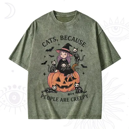 Purplehecate Cats Because People Are Creepy Washed T-Shirt