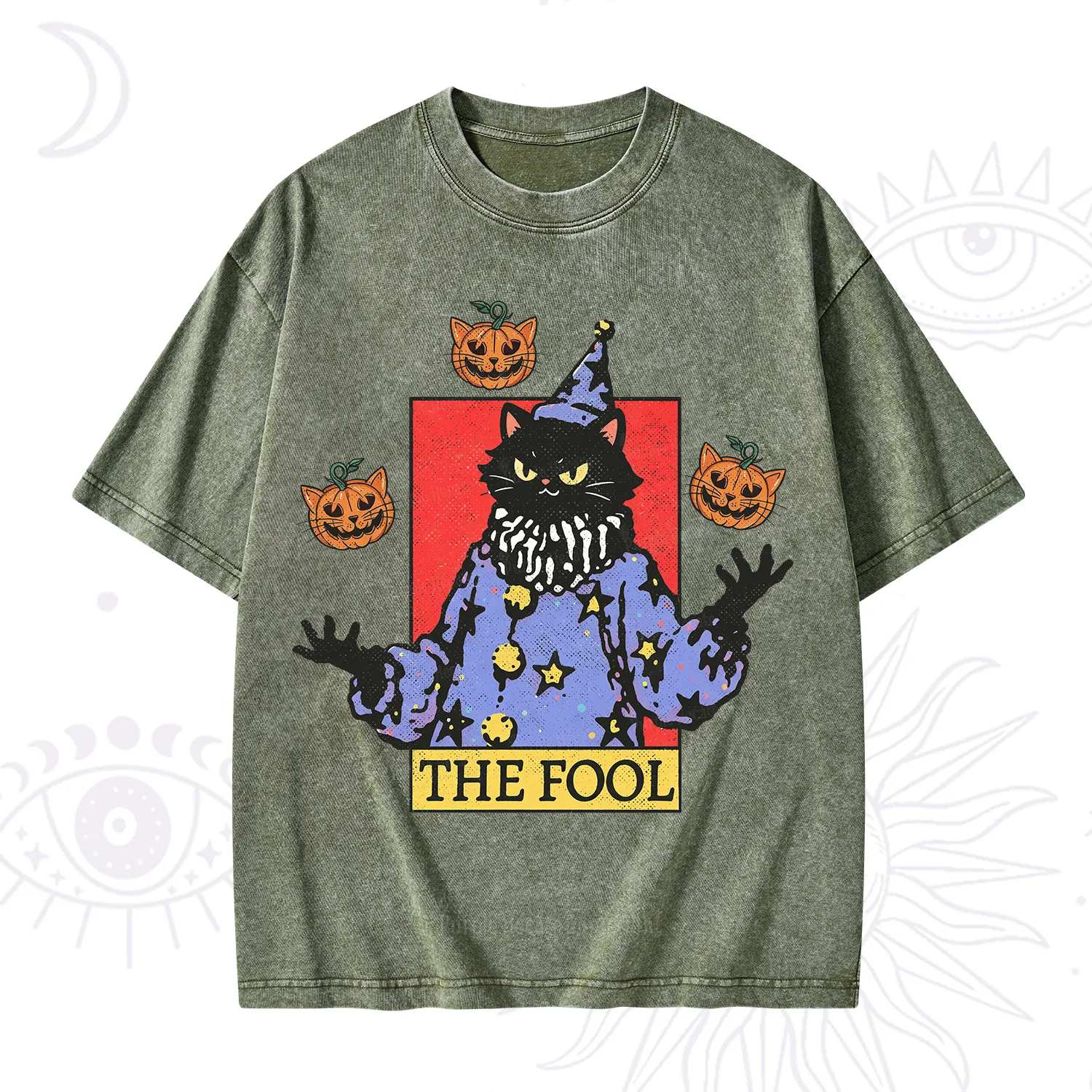 Purplehecate Spooky Fool Black Cat Washed T-Shirt