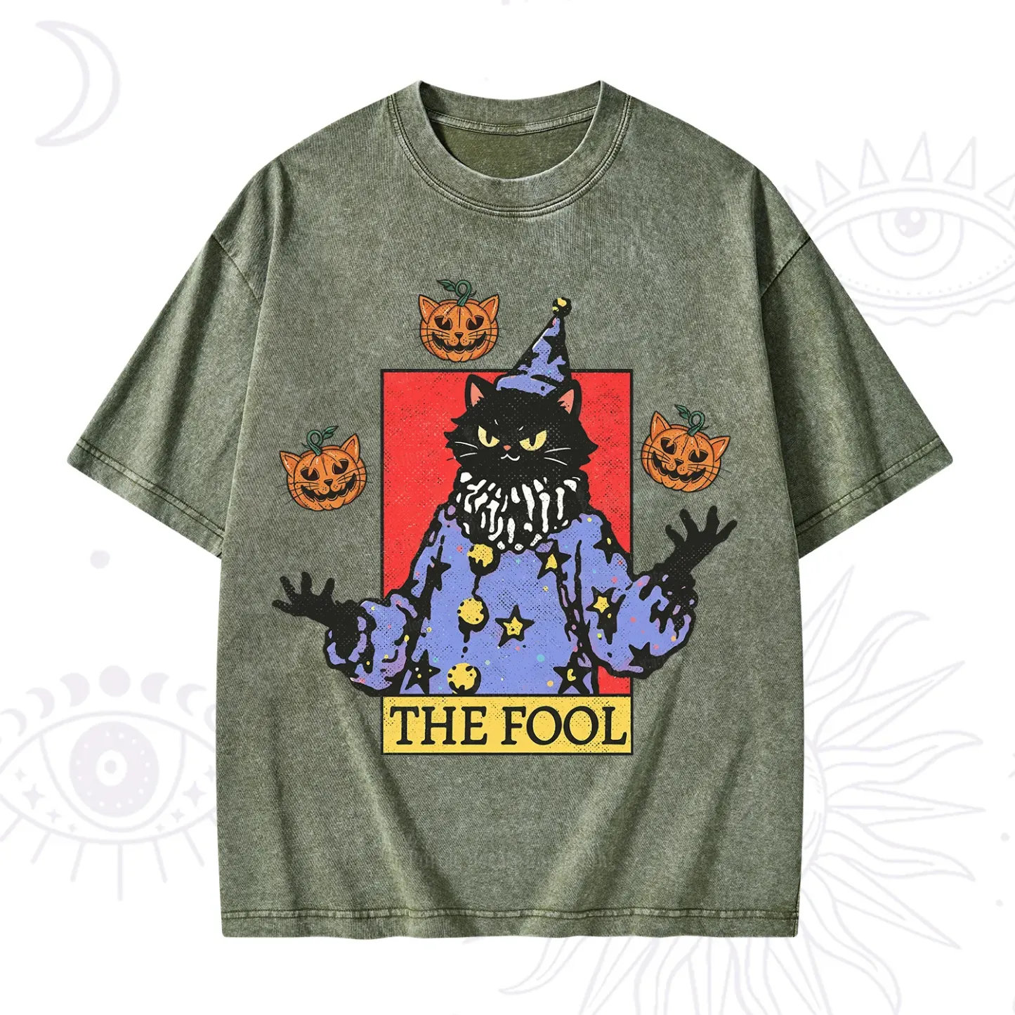 Purplehecate Spooky Fool Black Cat Washed T-Shirt