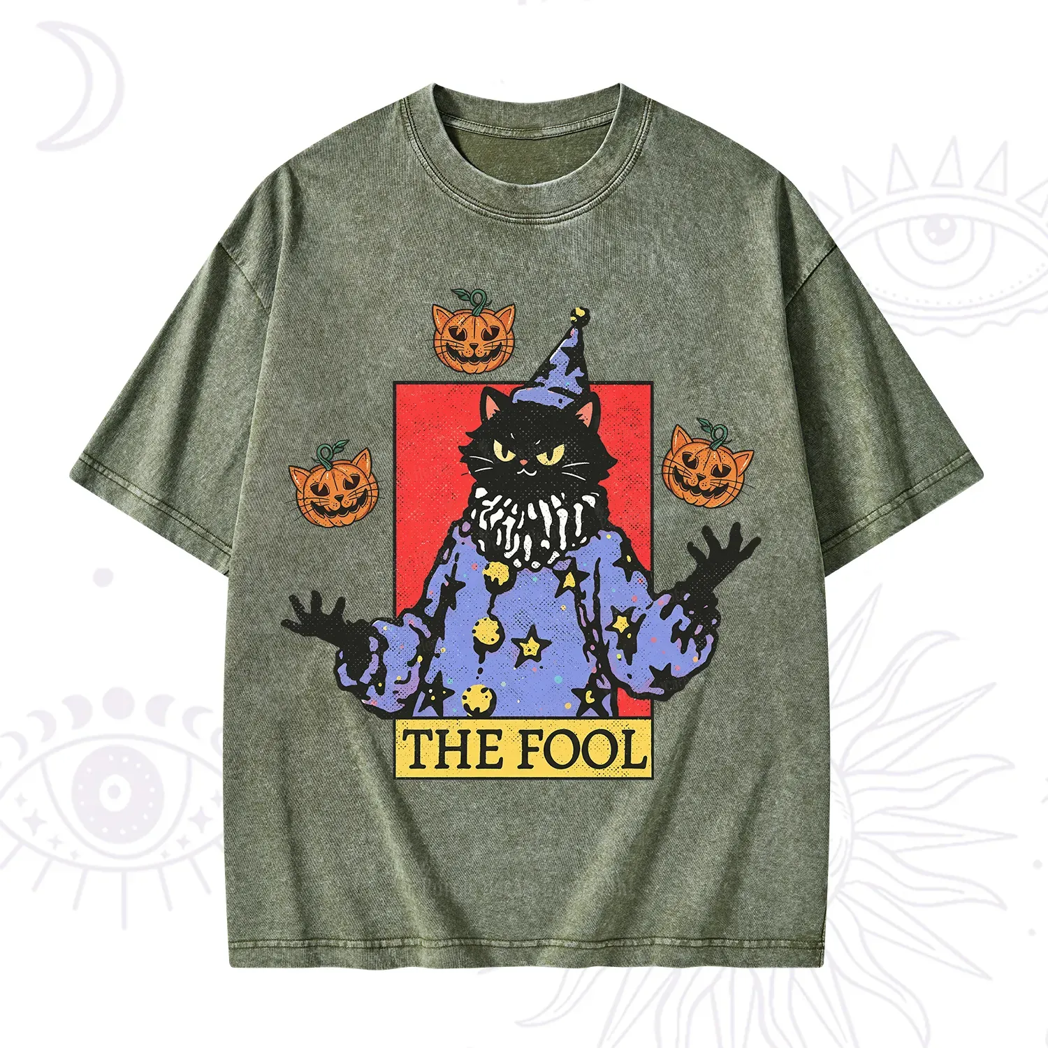 Purplehecate Spooky Fool Black Cat Washed T-Shirt