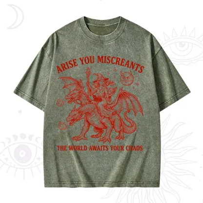 Purplehecate Arise You Miscreants Chaos Rider Witch Washed T-Shirt
