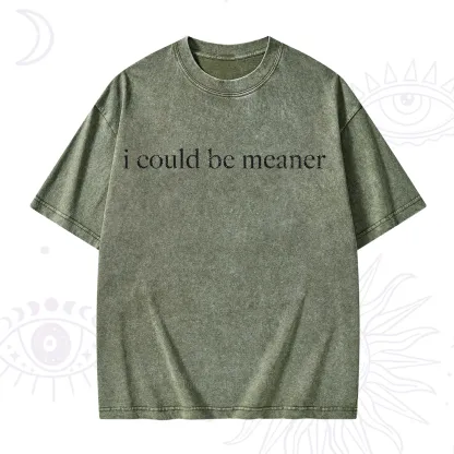 Purplehecate I Could Be Meaner Funny Sarcastic Washed T-Shirt