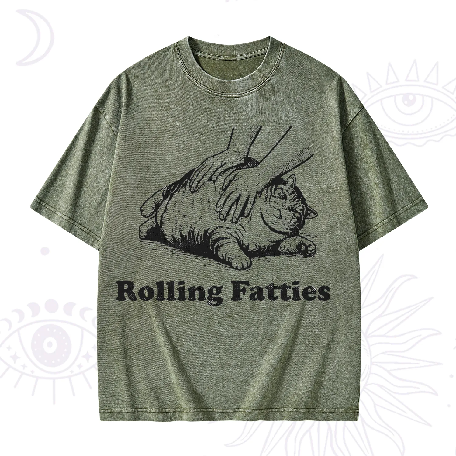 Purplehecate Rolling Fatties Cat Washed T-Shirt