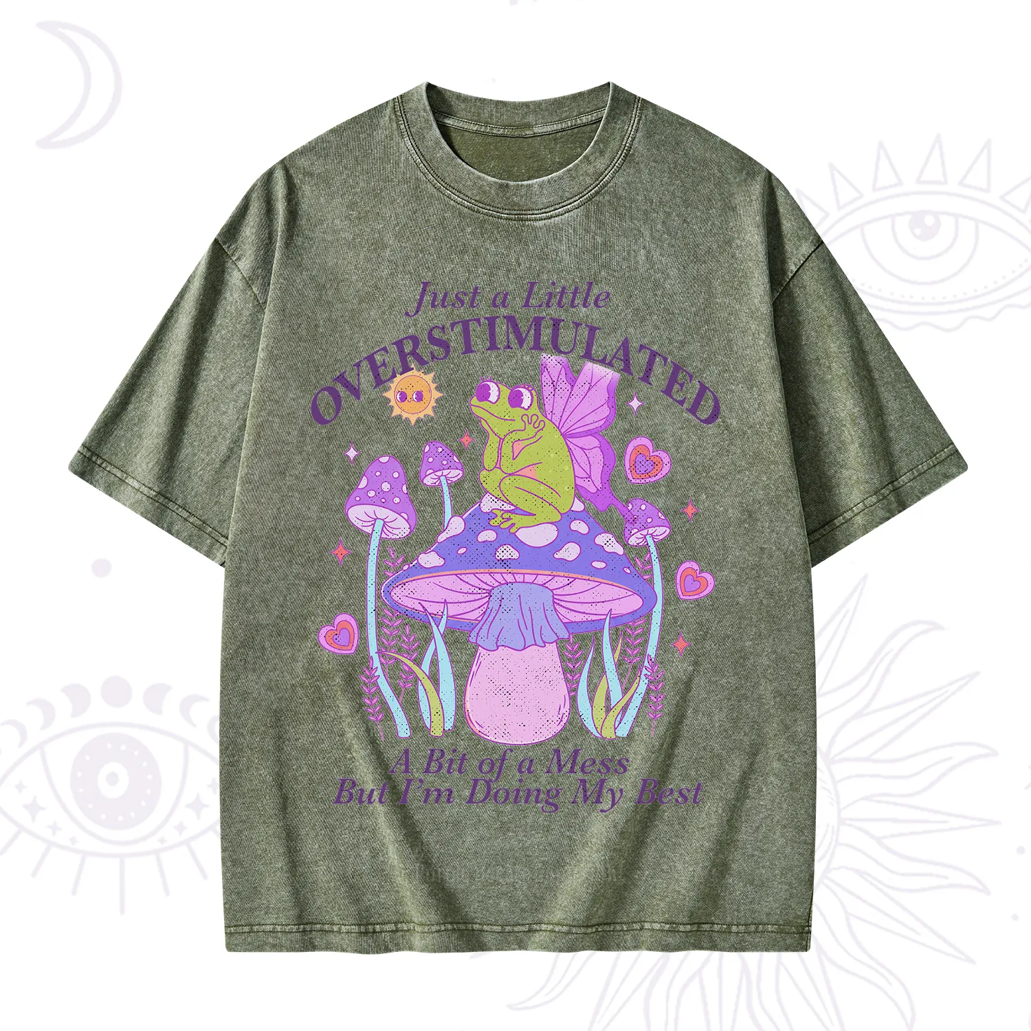 Purplehecate Just a Little Overstimulated Frog Washed T-Shirt