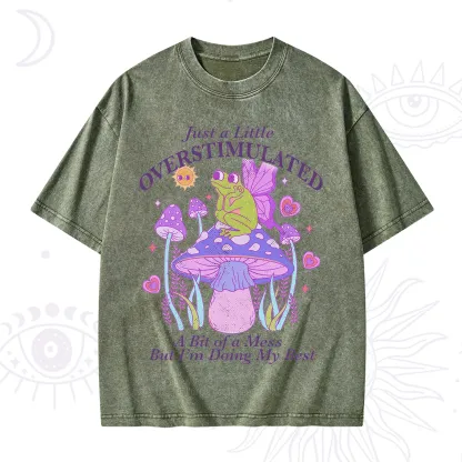 Purplehecate Just a Little Overstimulated Frog Washed T-Shirt
