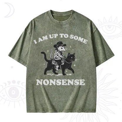 Purplehecate I Am Up To Some Nonsense Opossum Washed T-Shirt