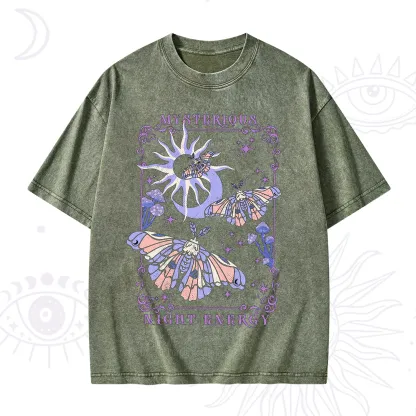 Purplehecate Mysterious Night Energy Moth Washed T-Shirt