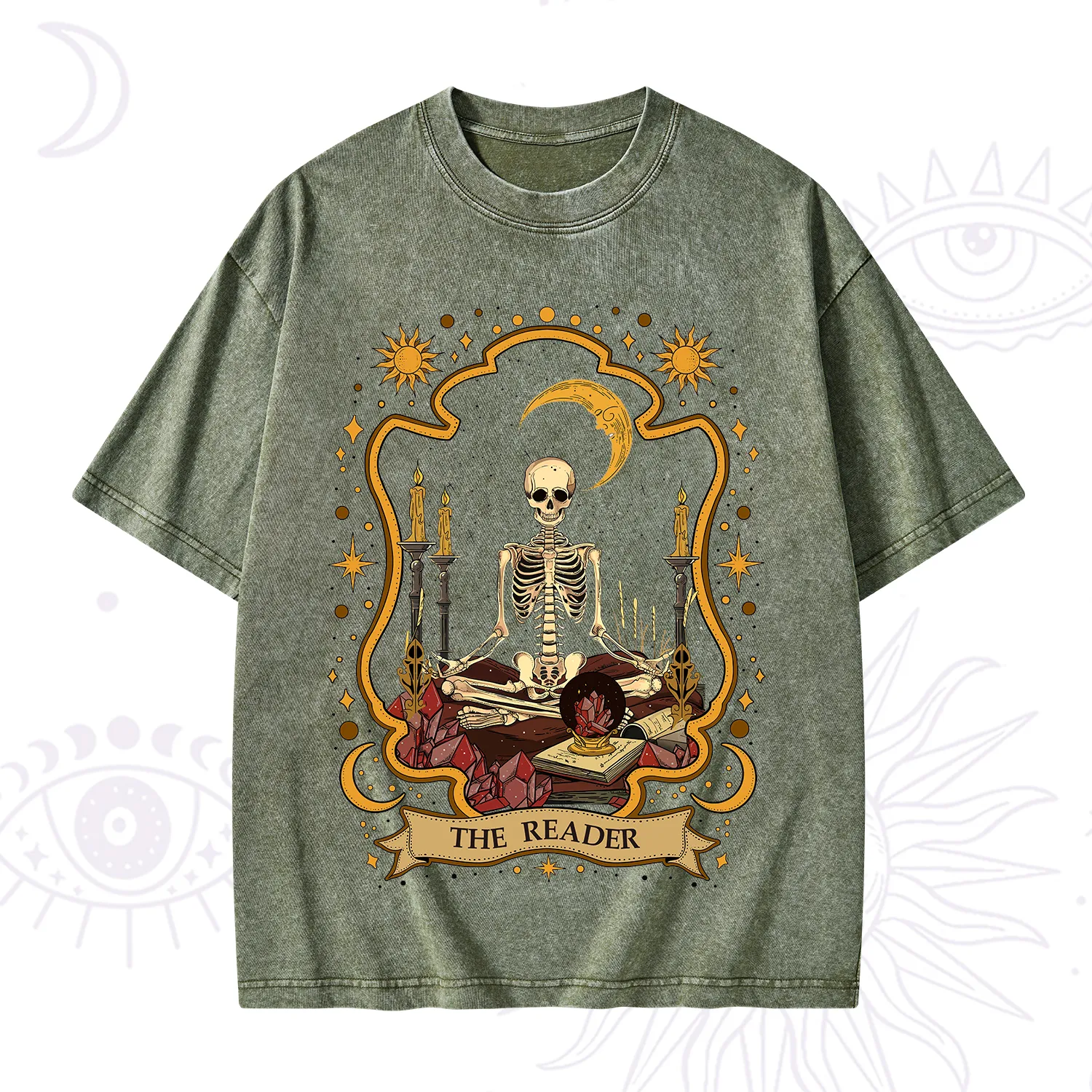Purplehecate The Reader Skeleton Washed T-Shirt