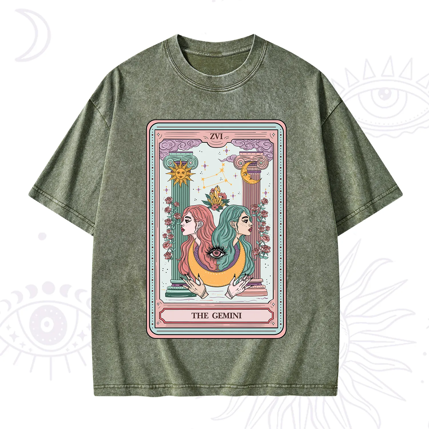Purplehecate The Gemini Goddess Tarot Washed T-Shirt
