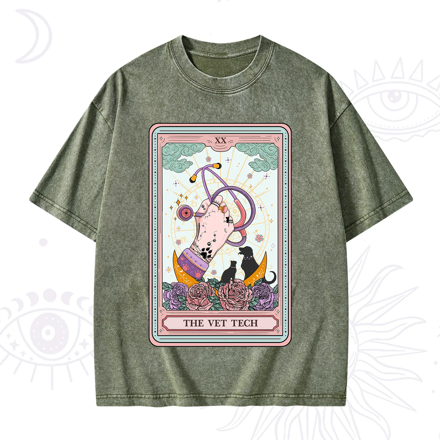 Purplehecate The Vet Tech Tarot Washed T-Shirt