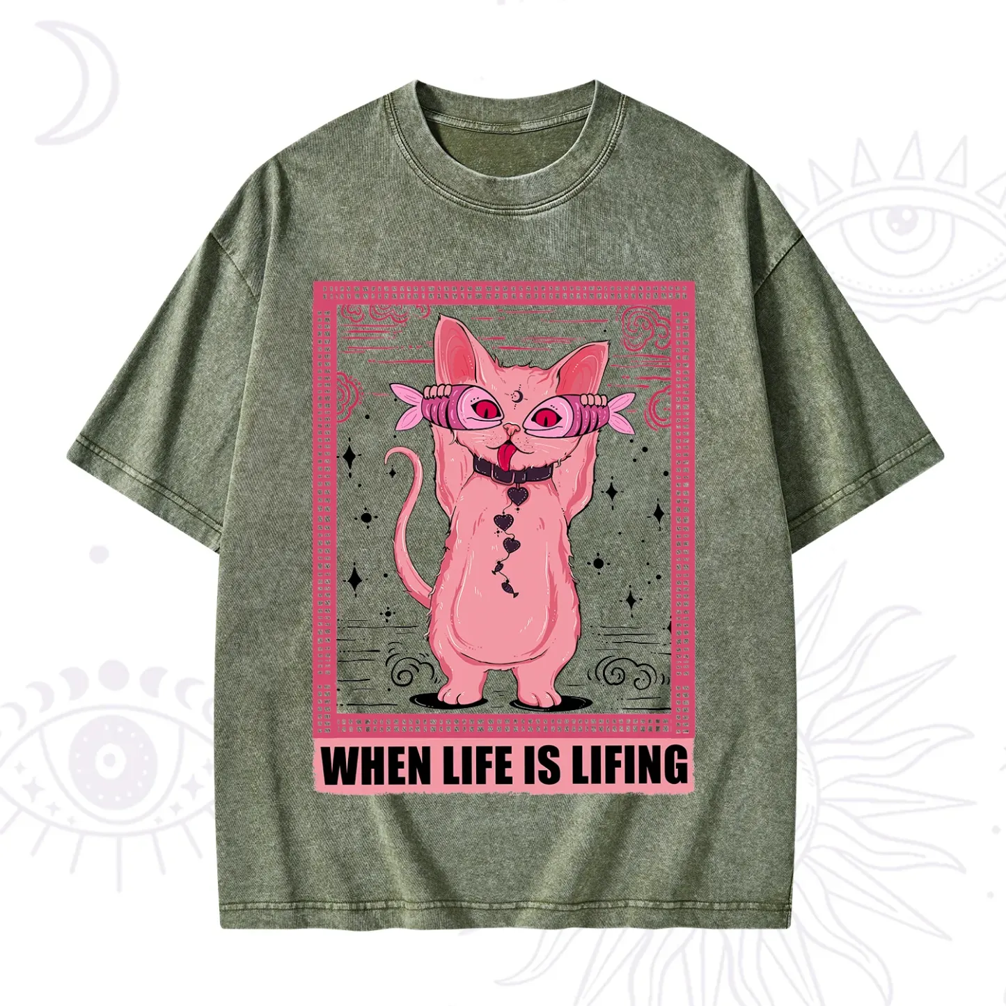 Purplehecate When Life Is Lifting Washed T-Shirt