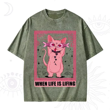 Purplehecate When Life Is Lifting Washed T-Shirt