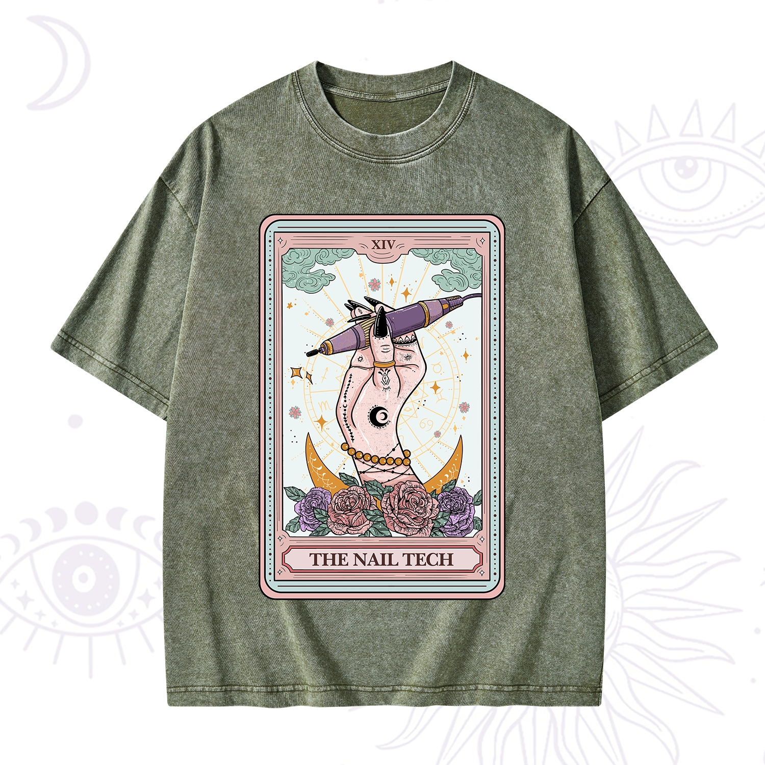 Purplehecate The Nail Tech Tarot Card Washed T-Shirt