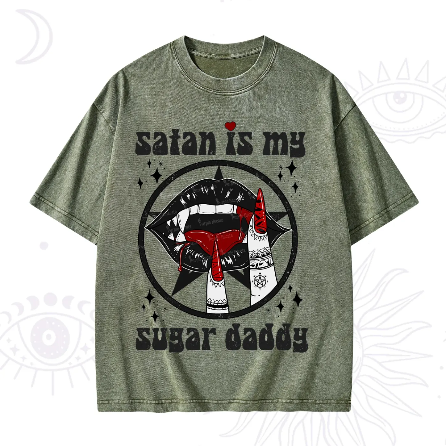 Purplehecate Satan Is My Sugar Daddy Washed T-Shirt