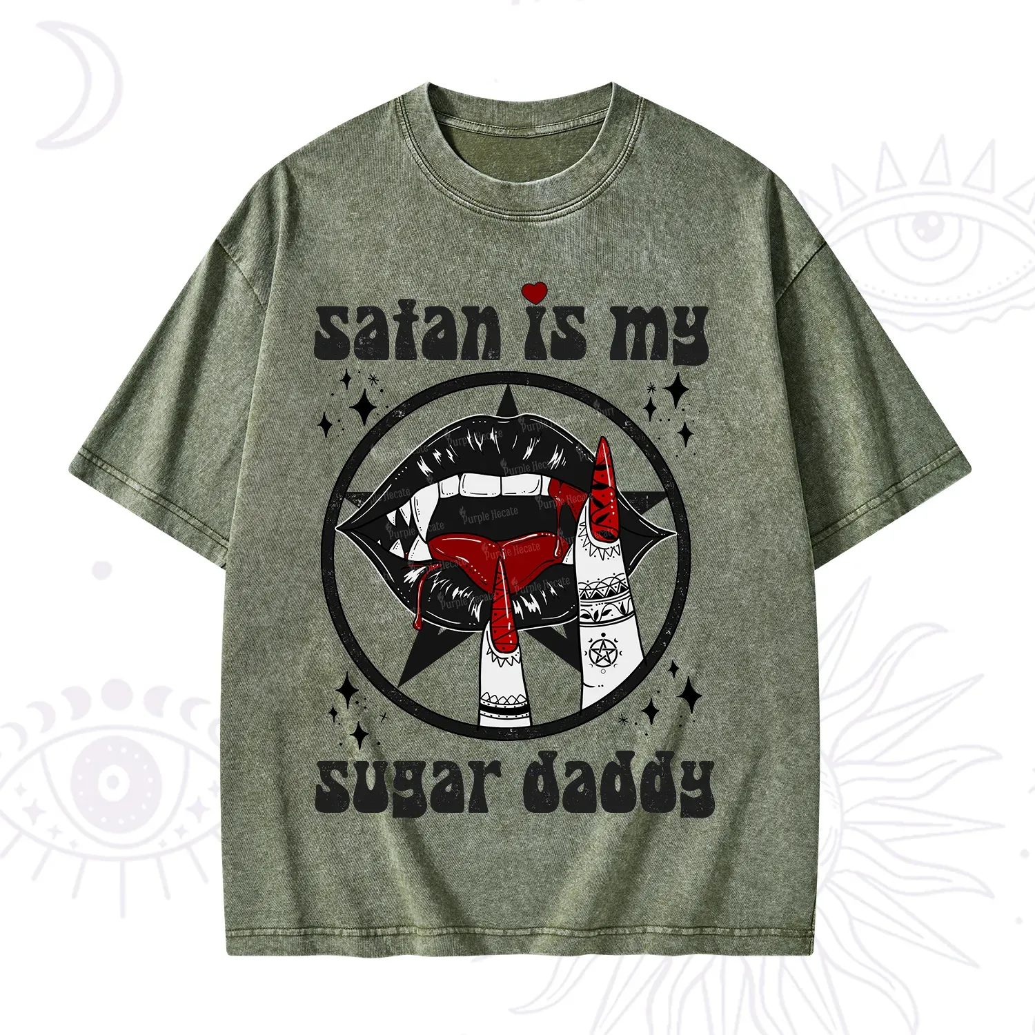Purplehecate Satan Is My Sugar Daddy Washed T-Shirt