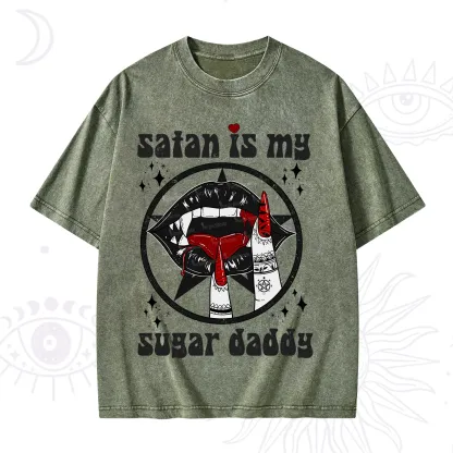 Purplehecate Satan Is My Sugar Daddy Washed T-Shirt