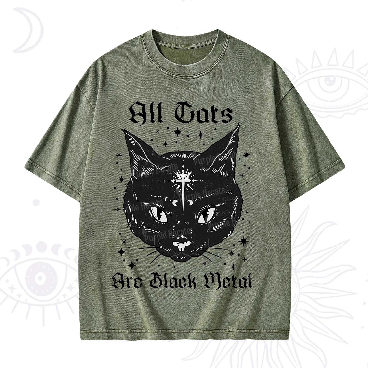 Purplehecate All Cats Are Black Metal Washed T-Shirt