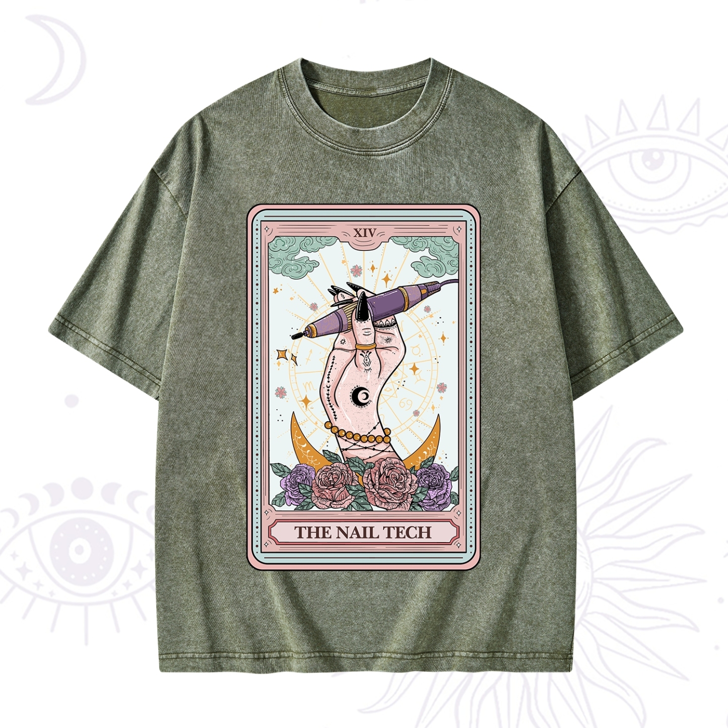 Purplehecate The Nail Tech Tarot Card Washed T-Shirt