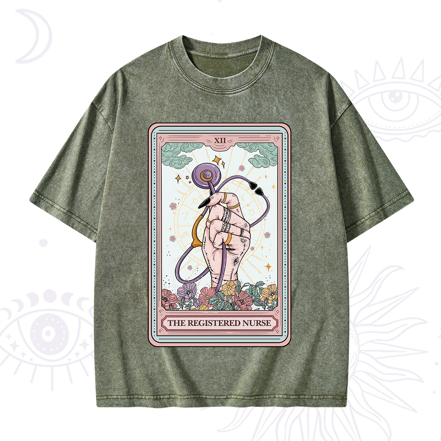 Purplehecate The Registered Nurse Tarot Card Washed T-Shirt