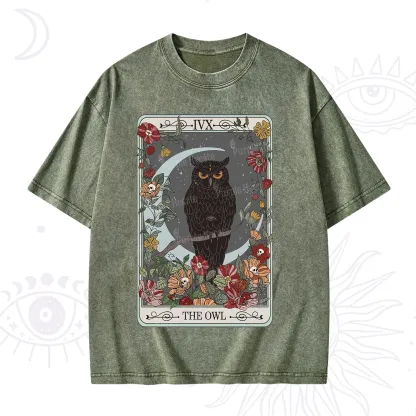 Purplehecate The Owl Tarot Washed T-Shirt