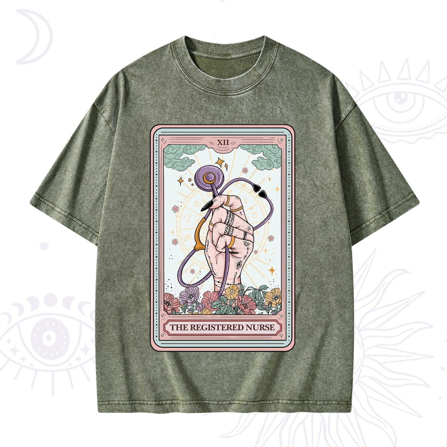 Purplehecate The Registered Nurse Tarot Card Washed T-Shirt