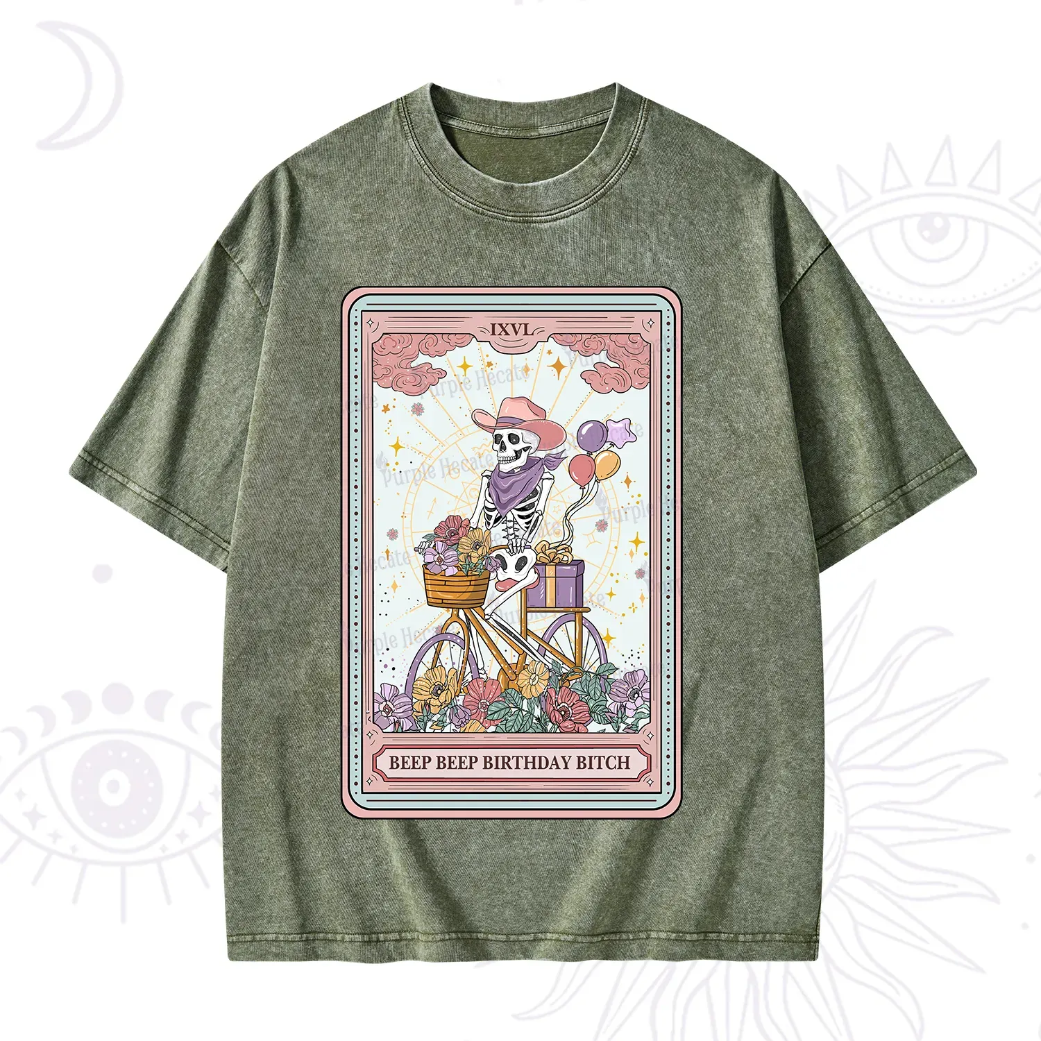 Purplehecate The Beep Beep Birthday Bitch Tarot Washed T-Shirt