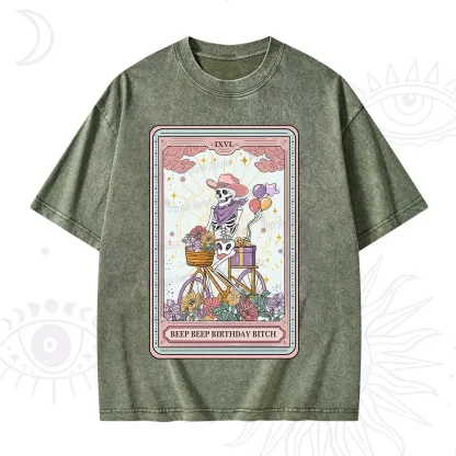 Purplehecate The Beep Beep Birthday Bitch Tarot Washed T-Shirt