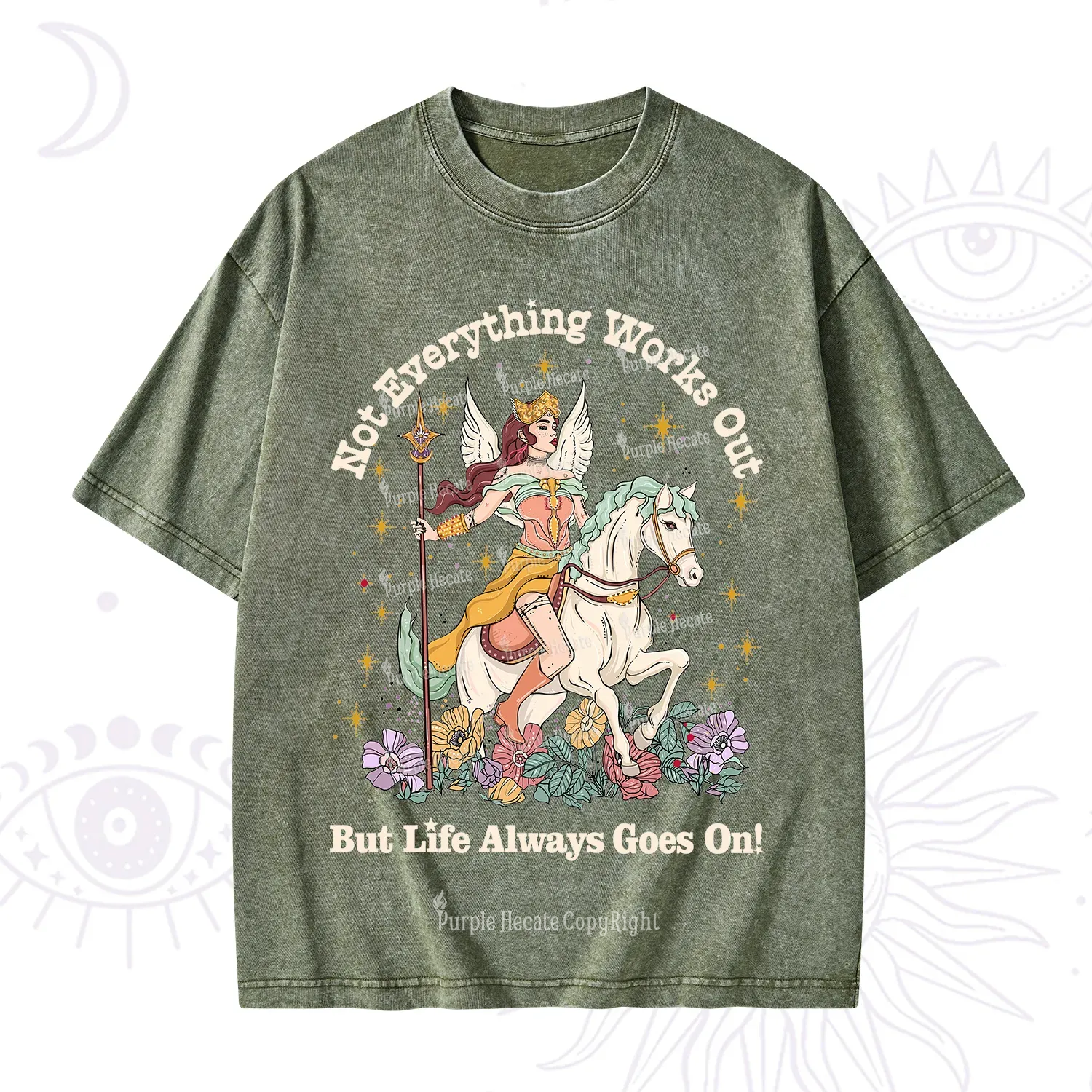 Purplehecate Not Everything Works Out But Life Always Goes On Washed T-Shirt