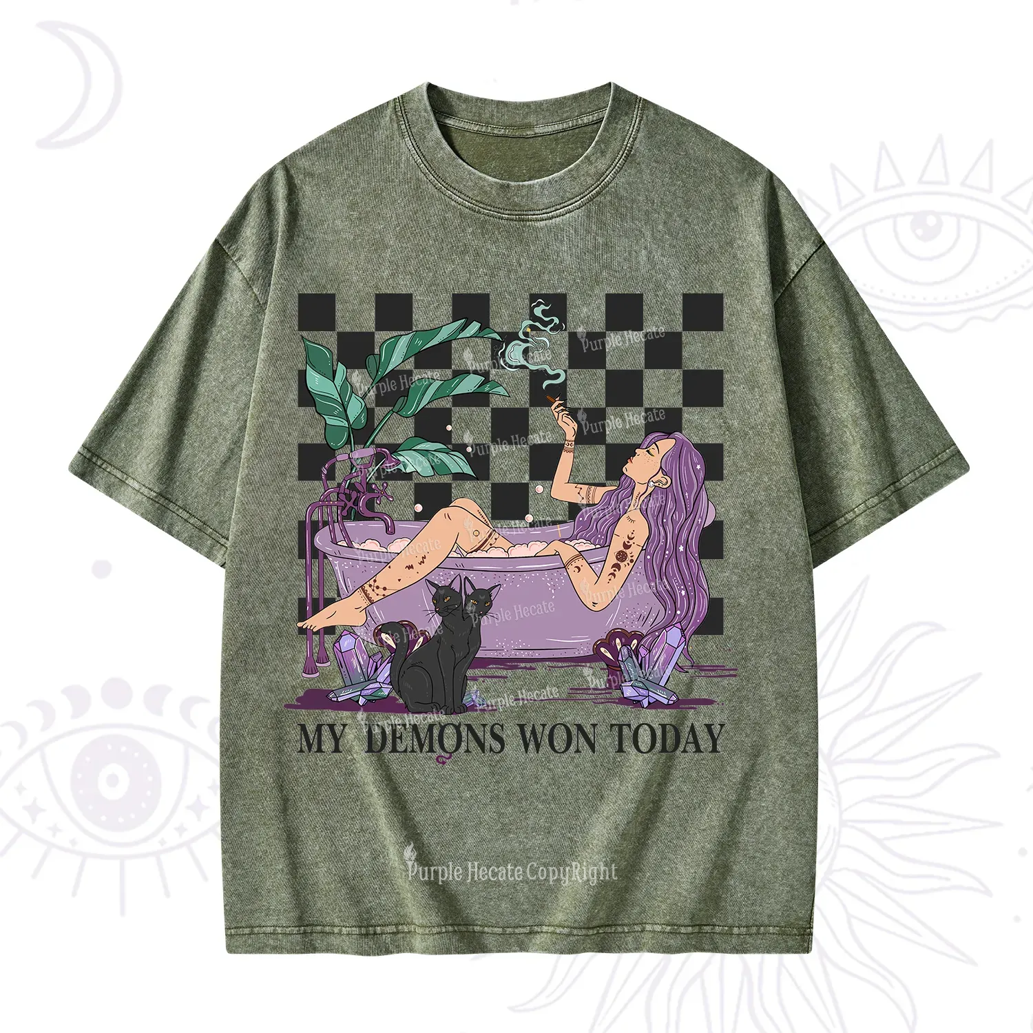 Purplehecate My Demons Won Today Washed T-Shirt
