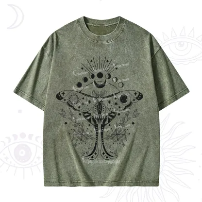 Purplehecate Moonlit Celestial Moth Washed T-Shirt