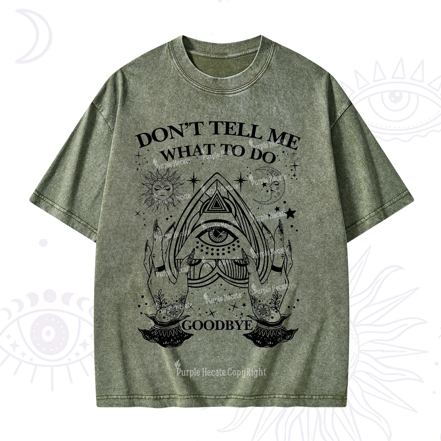 Purplehecate Don't Tell Me What To Do Witch Planchette Eye Washed T-Shirt