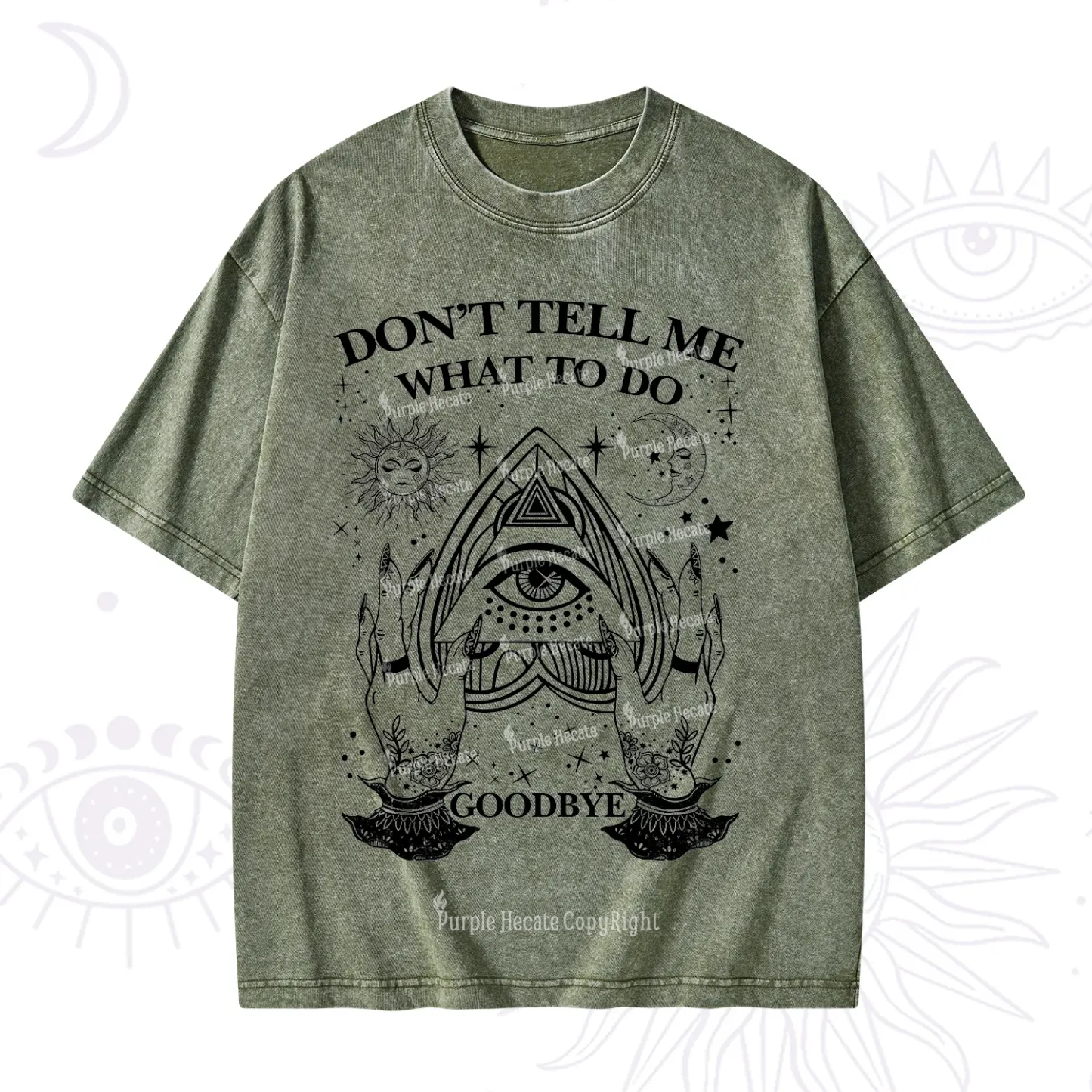 Purplehecate Don't Tell Me What To Do Witch Planchette Eye Washed T-Shirt