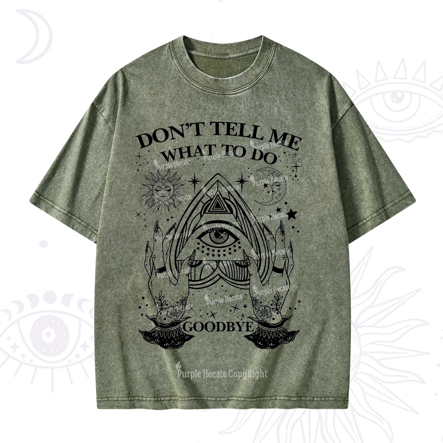Purplehecate Don't Tell Me What To Do Witch Planchette Eye Washed T-Shirt