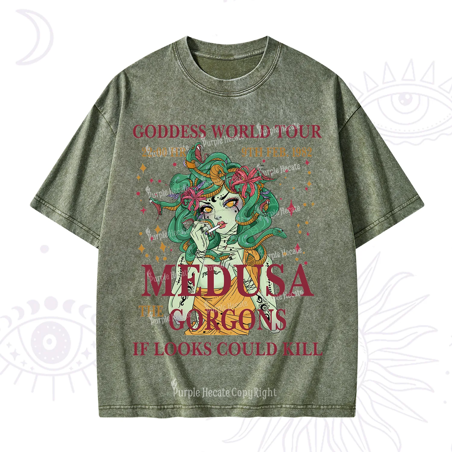 Purplehecate Medusa The Gorgons Washed T-Shirt