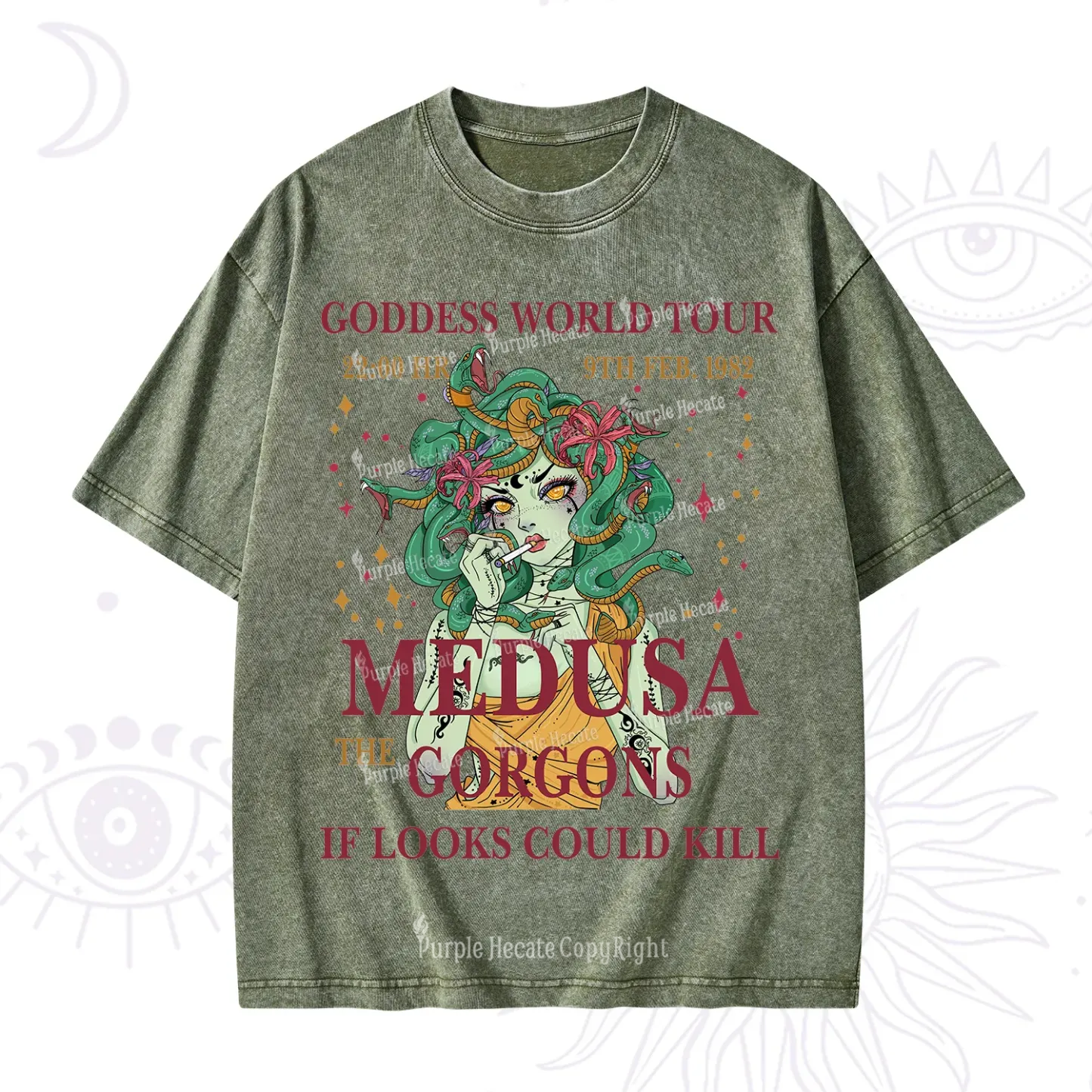 Purplehecate Medusa The Gorgons Washed T-Shirt