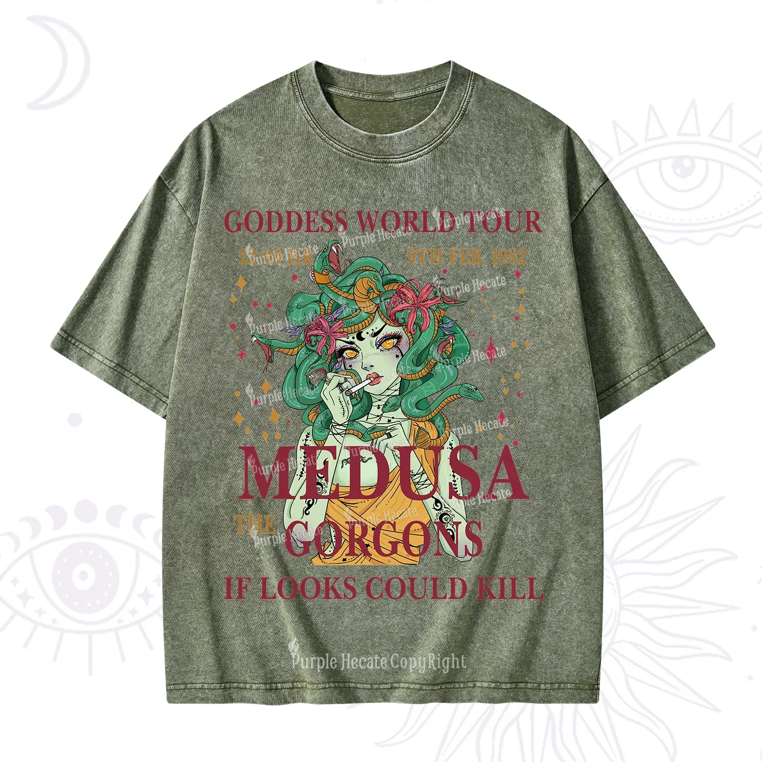 Purplehecate Medusa The Gorgons Washed T-Shirt