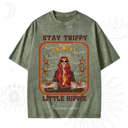 Purplehecate Stay Trippy Little Witchy Hippie Washed T-Shirt