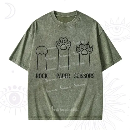 Purplehecate Rock Paper Scissors Cat Paw Edition Washed T-Shirt