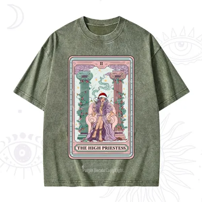 Purplehecate The High Priestess Tarot Card Christmas Washed T-Shirt