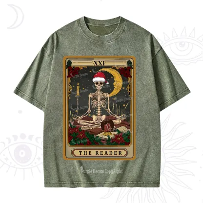 Purplehecate The Reader Tarot Christmas Washed T-Shirt
