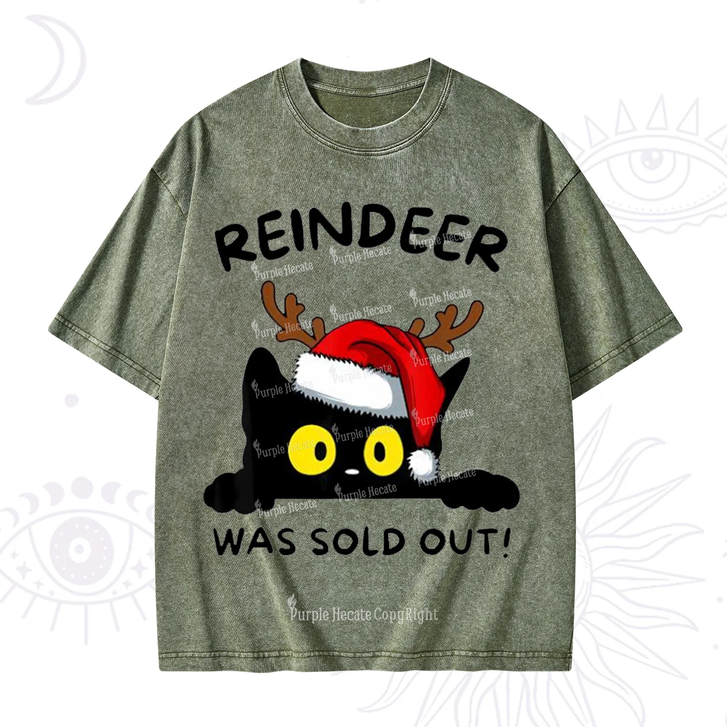 Purplehecate Reindeer Was Sold Out Christmas Washed T-Shirt