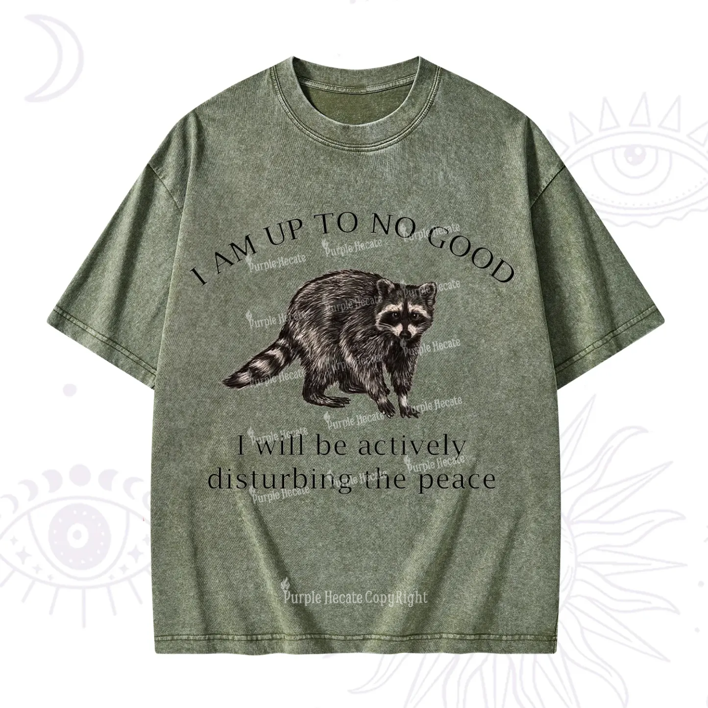 Purplehecate Trash Raccoon Backyard Wildlife Washed T-Shirt