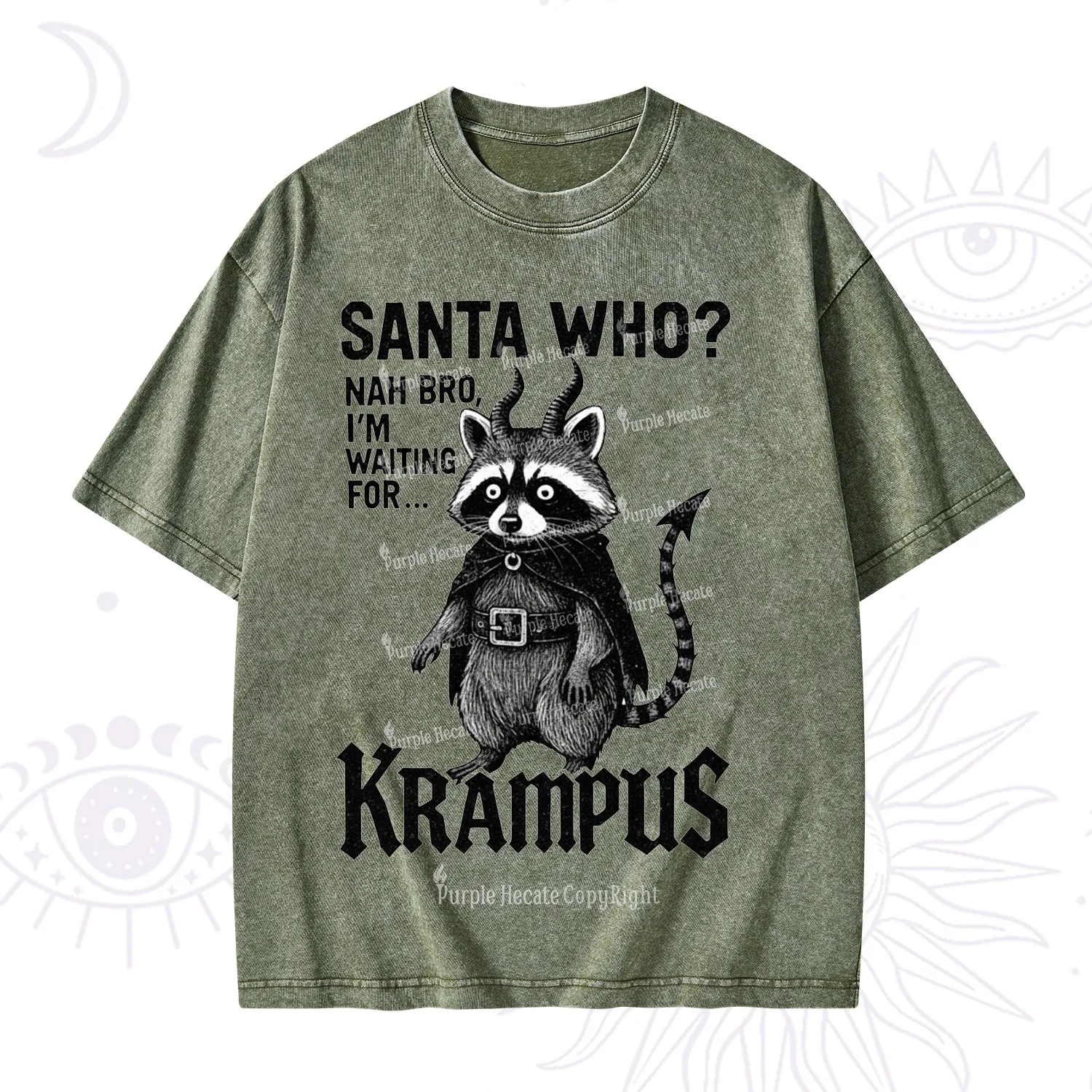 Purplehecate Santa Who? Nah Bro I'm Waiting for Krampus Christmas Washed T-Shirt