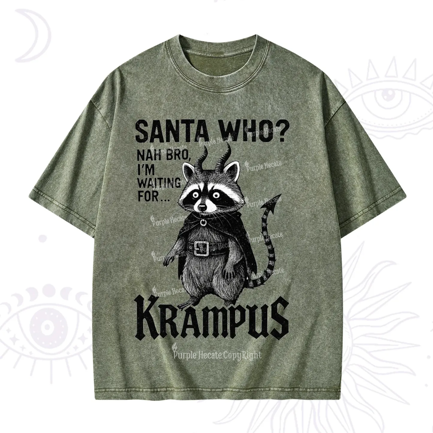 Purplehecate Santa Who? Nah Bro I'm Waiting for Krampus Christmas Washed T-Shirt