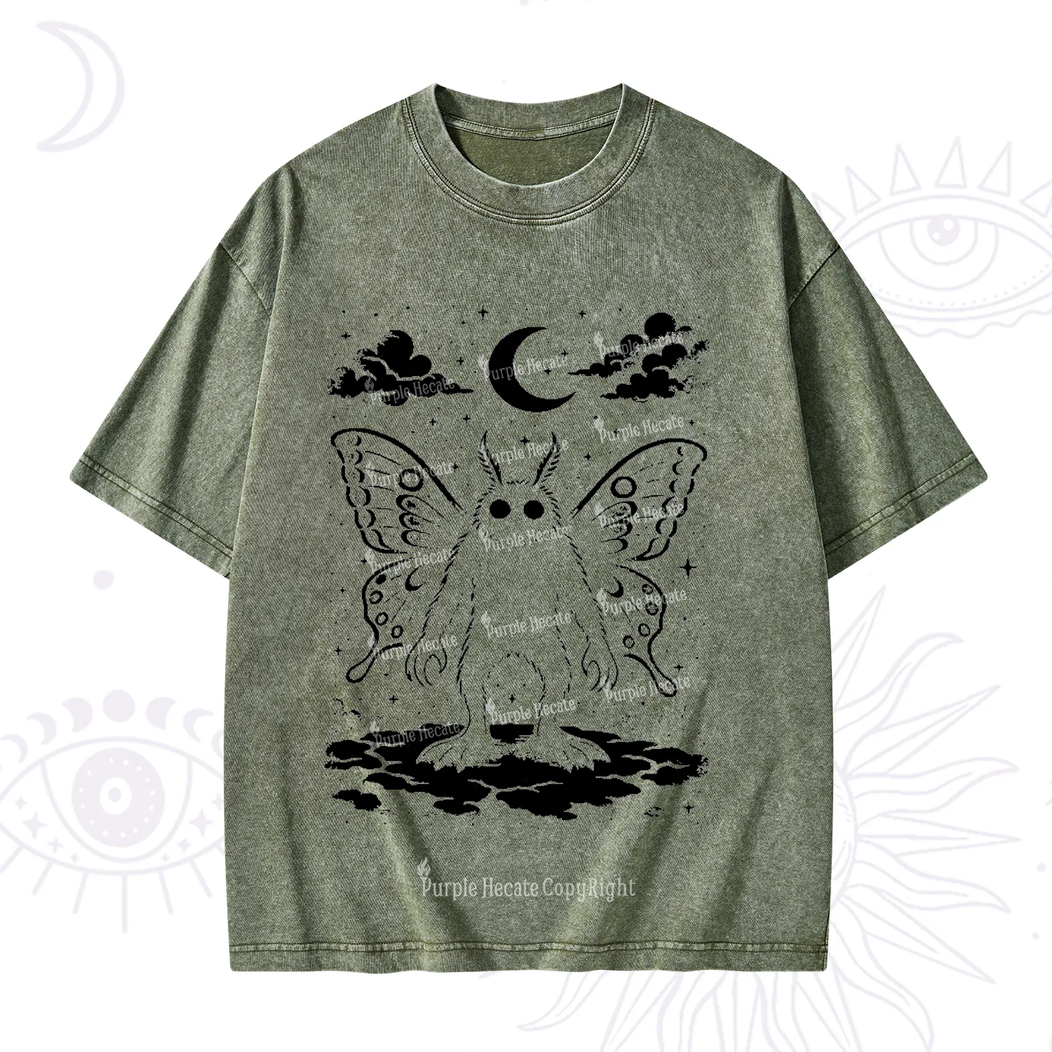 Purplehecate Celestial Cryptid Mothman Washed T-Shirt