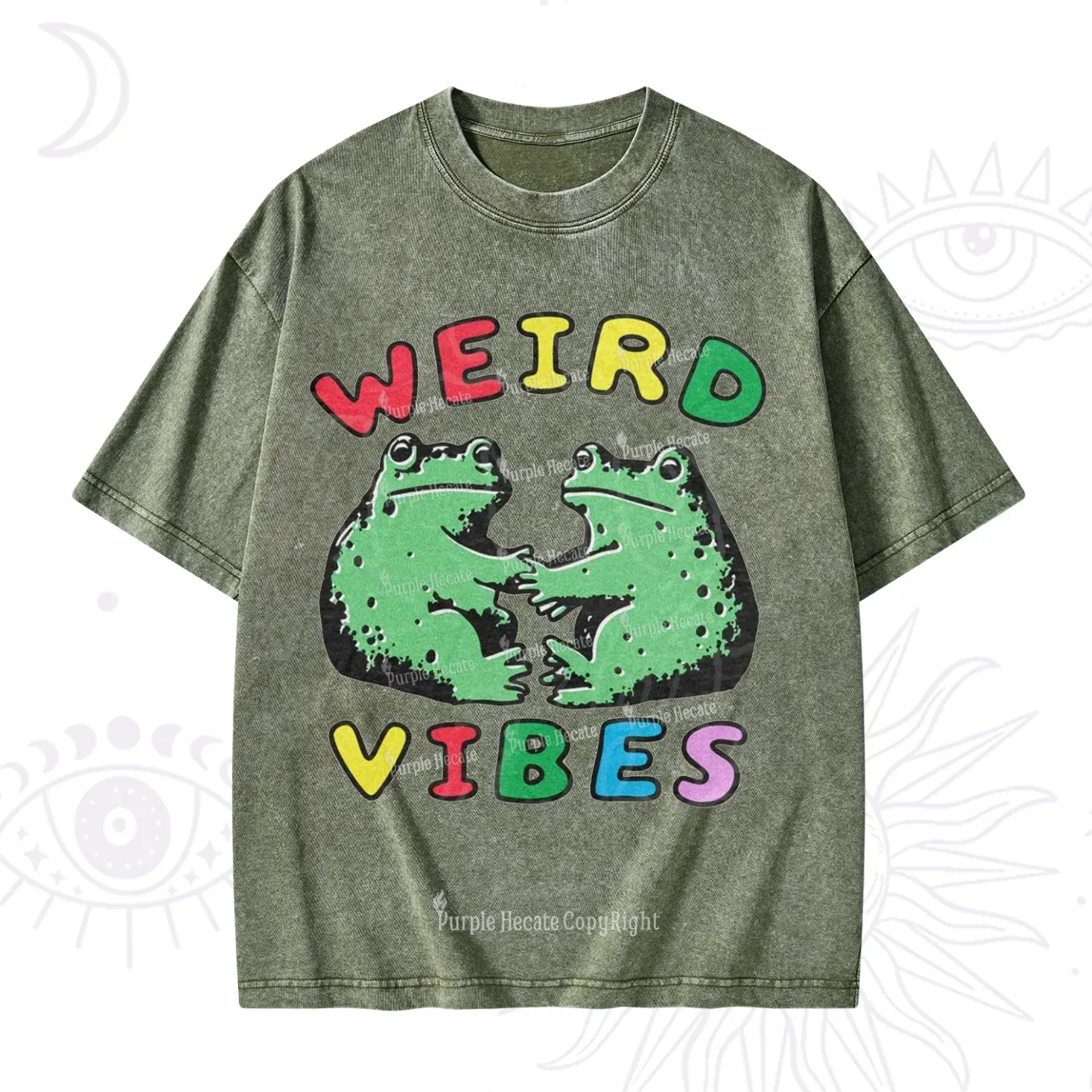 Purplehecate Weird Frog Vibes Washed T-Shirt