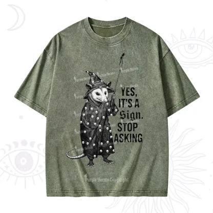 Purplehecate Yes It's a Sign Stop Asking Washed T-Shirt