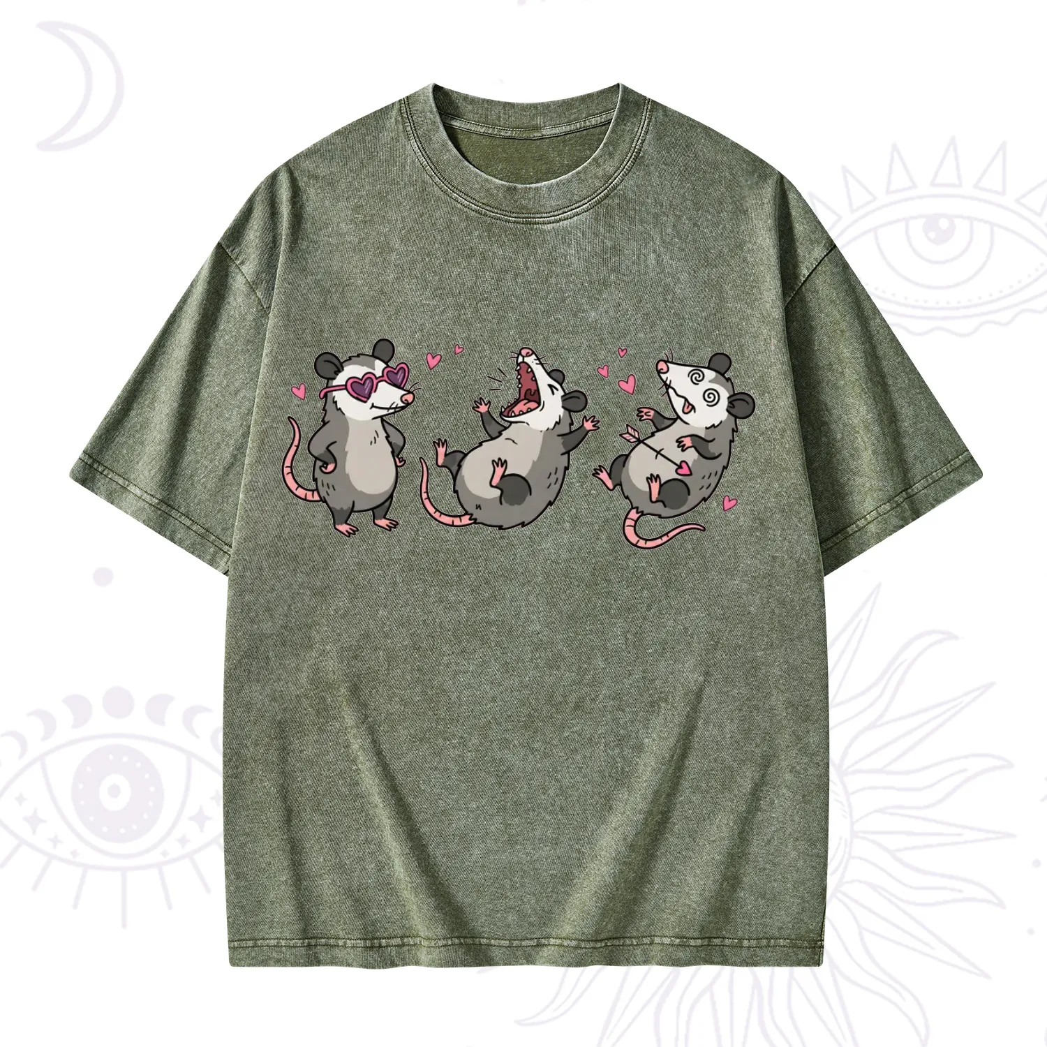 Purplehecate Funny Opossum Valentine Washed T-Shirt